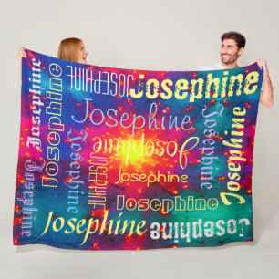 Galaxy Colorful tie-dye Sunburst Personalized Name Fleece Blanket