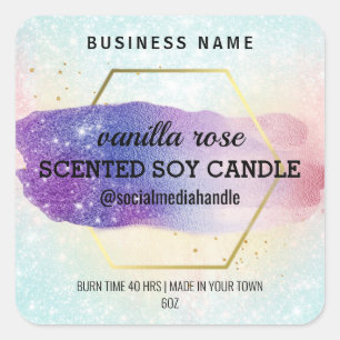 Galaxy Coloured Hexagram Scented Soy Candle Labels