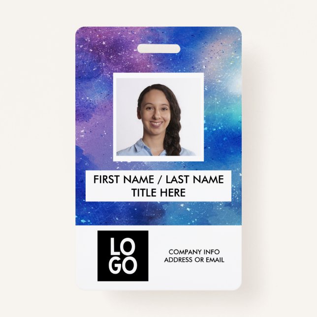 Galaxy Custom Employee Photo Personalized Name ID Badge (Front)