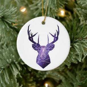 Galaxy deer ceramic ornament