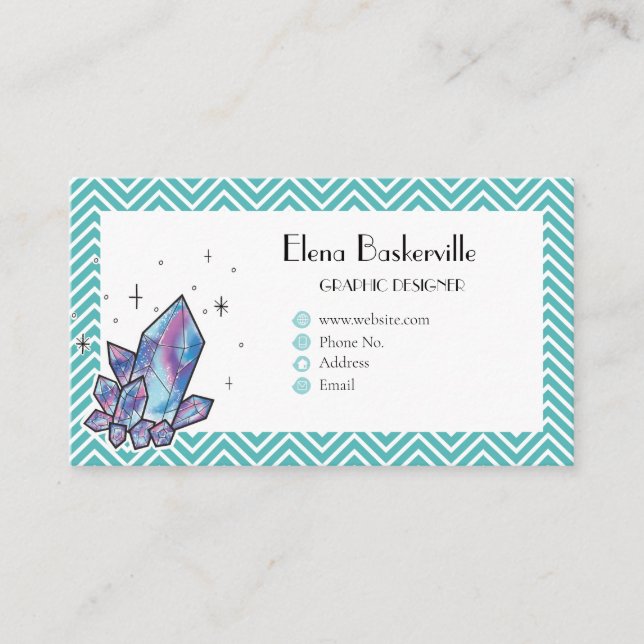 Galaxy Diamond Green Chevron Minimalistic  Business Card (Front)