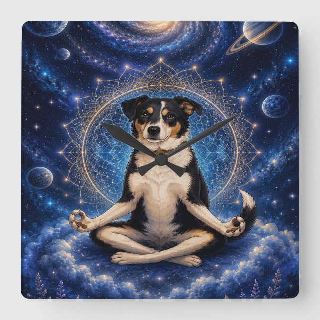 Galaxy Dog Wall Clock | Cosmic Australian Shepherd (Front)