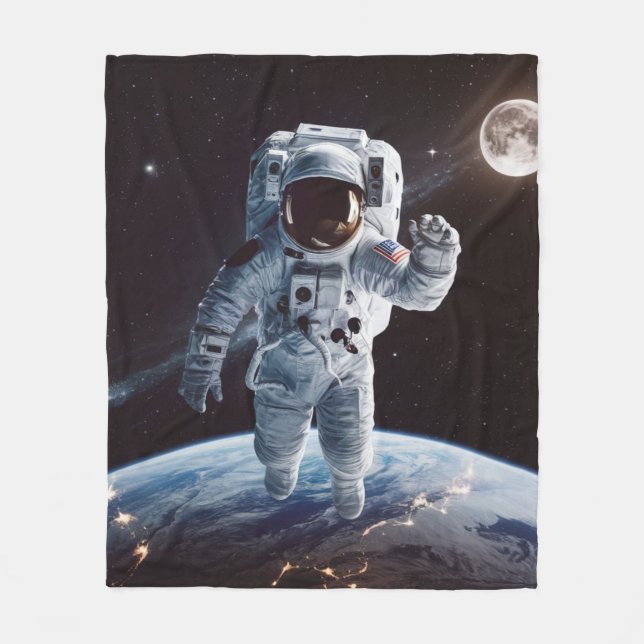 Galaxy Dreams | astronaut floating in space Fleece Blanket (Front)