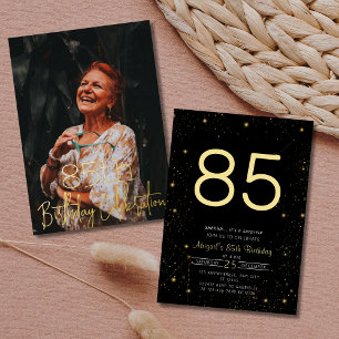 Galaxy Elegant Photo Black Gold Birthday Party