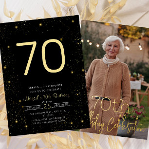 Galaxy Elegant Photo Black Gold Birthday Party