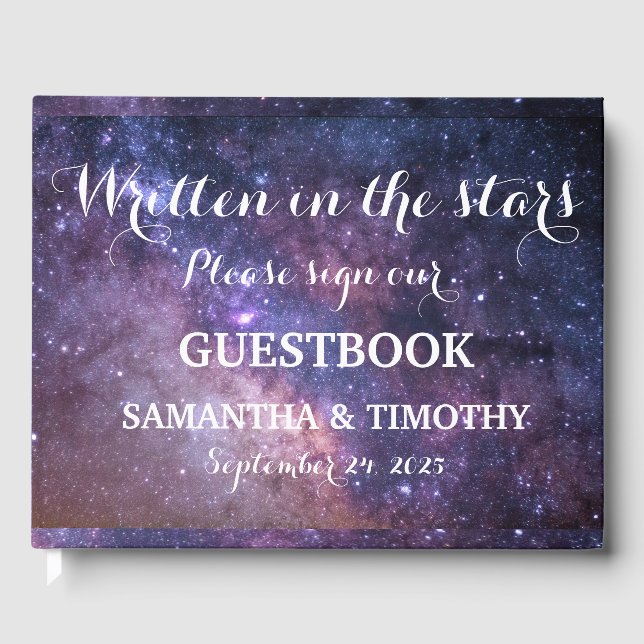 Galaxy Elegant Starry Night Universe Wedding Guest Book (Front)