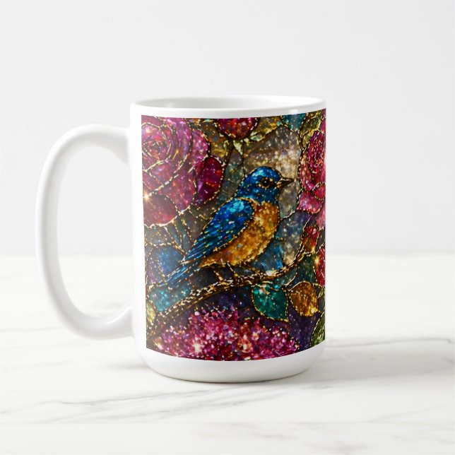 Galaxy Floral Birds Pattern Coffee Mug (Left)