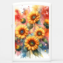 Galaxy Floral Sunflower Zippo Lighter