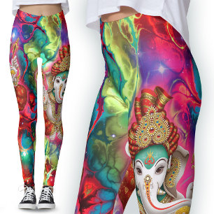 Galaxy Ganesh God Hippie Boho Psychedelic Leggings