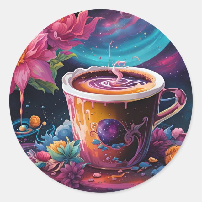 Galaxy Garden Coffee Classic Round Sticker (Front)