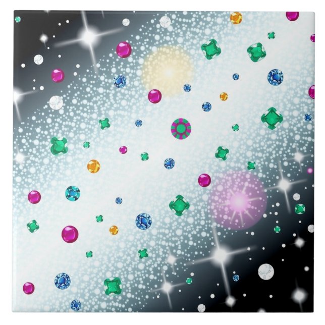 Galaxy Gem Shower Decorative Ceramic Tile (Front)