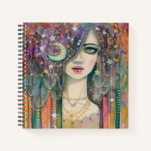 Galaxy Girl Boho Gypsy Fantasy Art Sketchbook Notebook