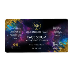 Galaxy Glitter Black Face And Hair Serum Label