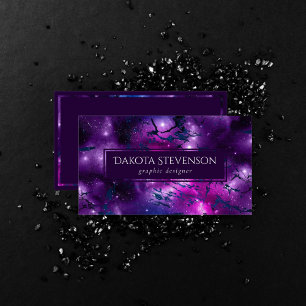 Galaxy Glow   Cosmic Blue Purple and Pink Marble Business Card