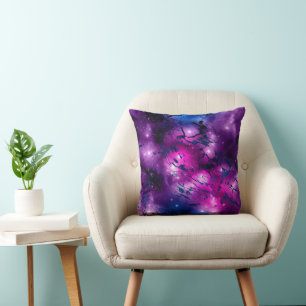 Galaxy Glow Cosmic Blue Purple and Pink Marble Cushion