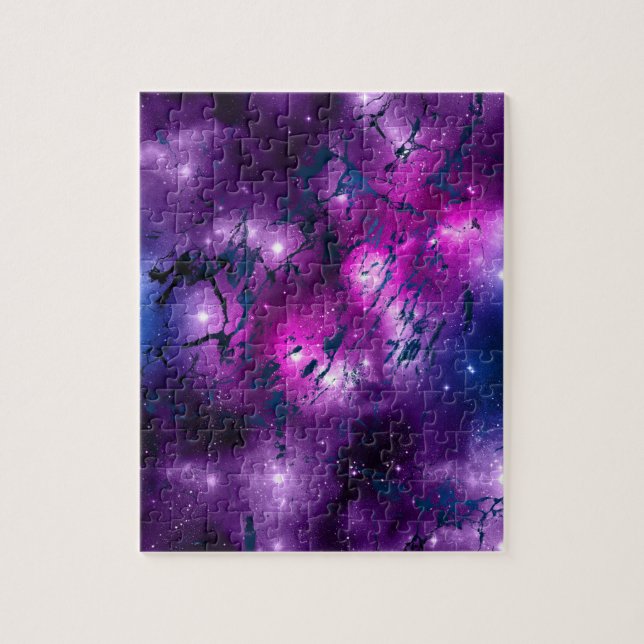 Galaxy Glow | Cosmic Blue Purple and Pink Marble Jigsaw Puzzle (Vertical)