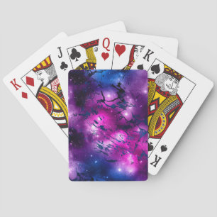Galaxy Glow   Cosmic Blue Purple and Pink Marble Playing Cards