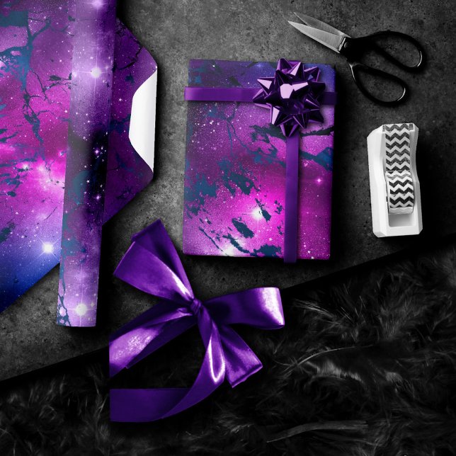 Galaxy Glow | Cosmic Blue Purple and Pink Marble Wrapping Paper (Creator Uploaded)
