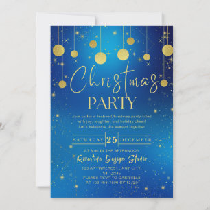 Galaxy Gold Ball Elegant Corporate Christmas Party Invitation