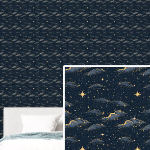 Galaxy Gold Glitter Starry Night Dark Deep Blue    Wallpaper