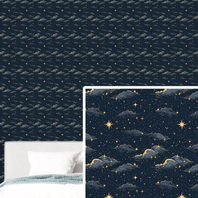 Galaxy Gold Glitter Starry Night Dark Deep Blue    Wallpaper (Creator Uploaded)
