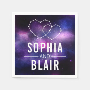 Galaxy Hearts Constellation Wedding Personalised Napkin