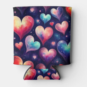 Galaxy Hearts Valentine Art Can Cooler