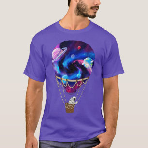 Galaxy Hot Air Balloon Astronaut Space Groovy Aest T-Shirt