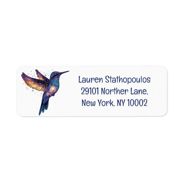 Galaxy Hummingbird Return Address Label (Front)