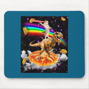 Galaxy Laser Cat On Dinosaur On Zza With Tacos &am Mouse Pad