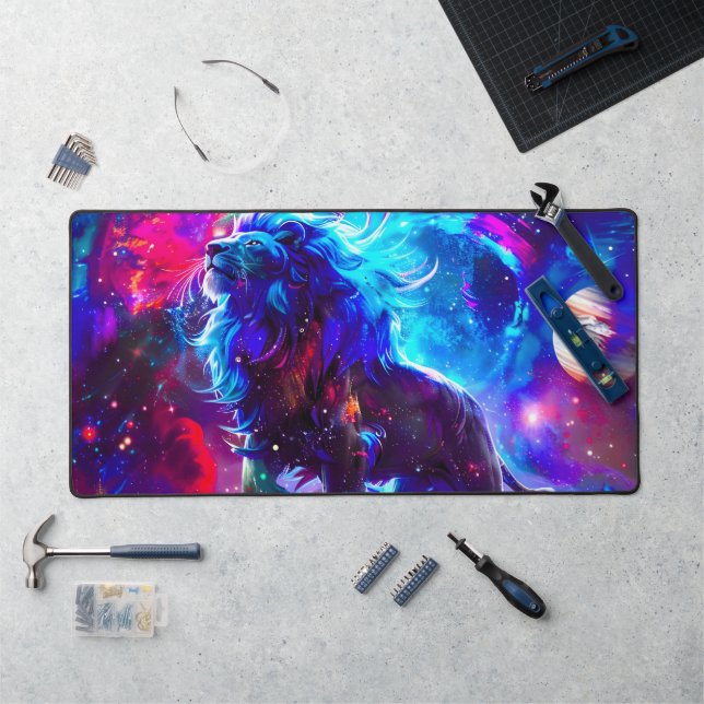 Galaxy Lion Blue Desk Mat (Workstation)
