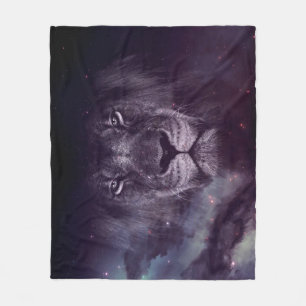 Galaxy Lion Face Art Wallpaper Fleece Blanket
