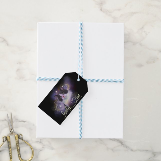 Galaxy Lovely Cat Gift Tags (With Twine)