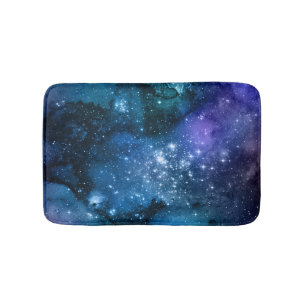 Galaxy Lovers Starry Space Blue Sky White Sparkles Bath Mat