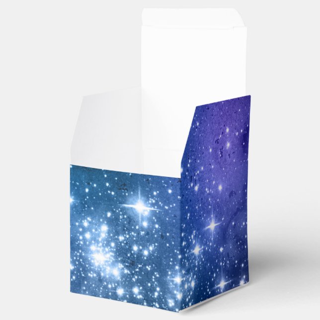 Galaxy Lovers Starry Space Blue Sky White Sparkles Favour Box (Opened)