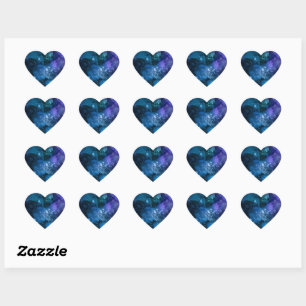 Galaxy Lovers Starry Space Blue Sky White Sparkles Heart Sticker