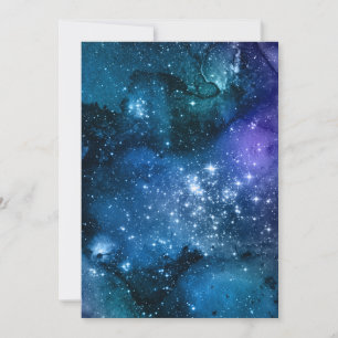 Galaxy Lovers Starry Space Blue Sky White Sparkles Invitation