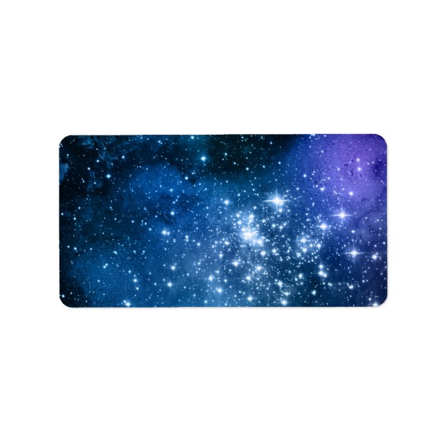 Galaxy Lovers Starry Space Blue Sky White Sparkles Label (Front)