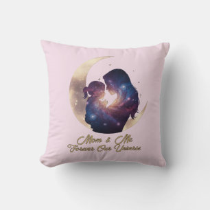 Galaxy Mama & Child Silhouette Moon Art Cushion