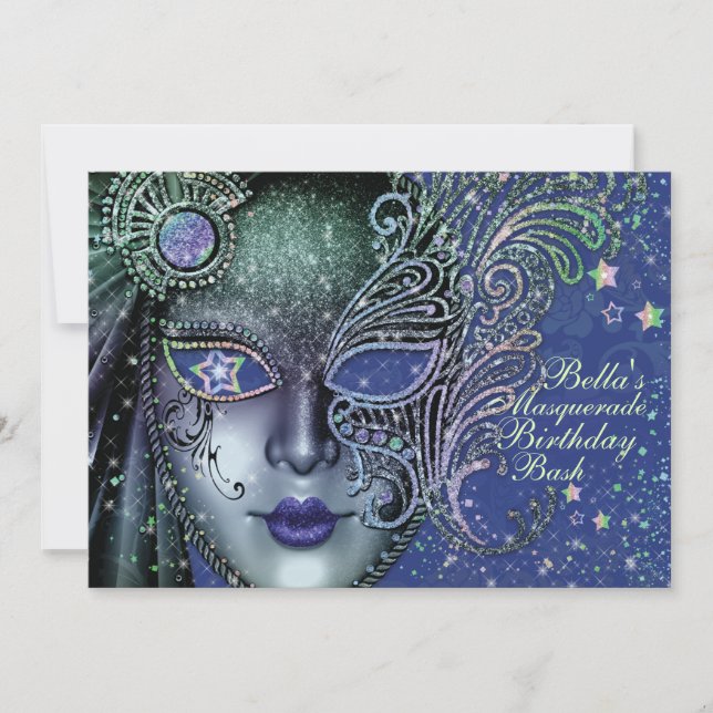 Galaxy Masquerade Birthday Invitation (Front)