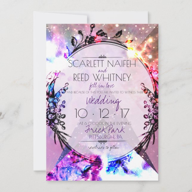 Galaxy Modern Space Hip Wedding Invitation (Front)