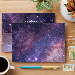 Galaxy Nebula Celestial Sky Purple Return Address Envelope
