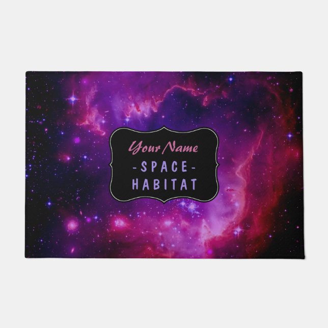Galaxy Nebula Outer Space Purple Stars | Custom Doormat (Front)