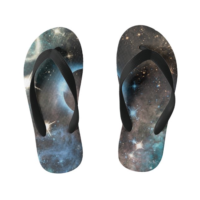 Galaxy Nebula Planet Hubble Telescope Photography Kid's Thongs (Footbed)