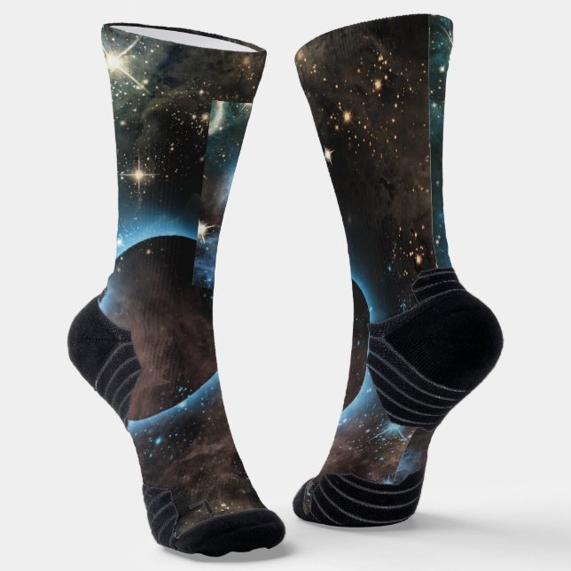 Galaxy Nebula Planet Hubble Telescope Photography Socks (Angled)
