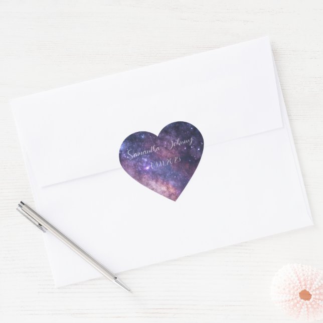 Galaxy Nebula Space Constellation Wedding Heart Sticker (Envelope)