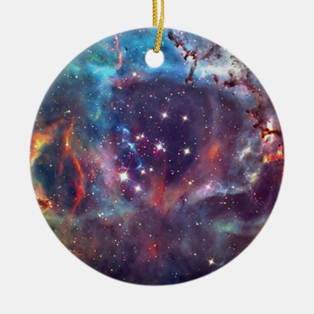 Galaxy Nebula space image. Ceramic Tree Decoration (Front)