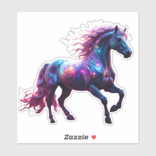 Galaxy Neon Horse Art – Vibrant Space Fantasy