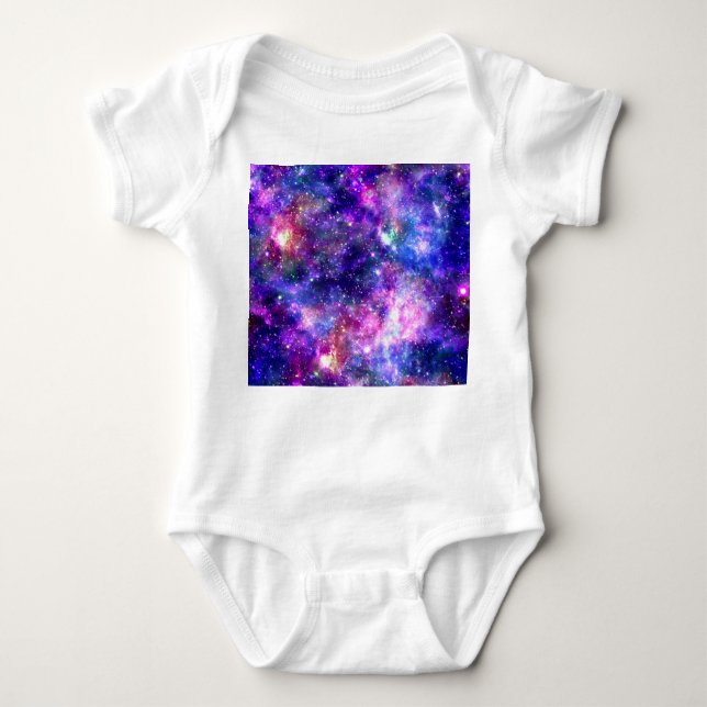 Galaxy Night Print Cosmic Design Baby Bodysuit (Front)