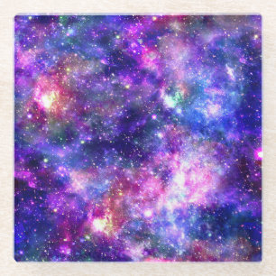 Galaxy Night Print Cosmic Design Glass Coaster